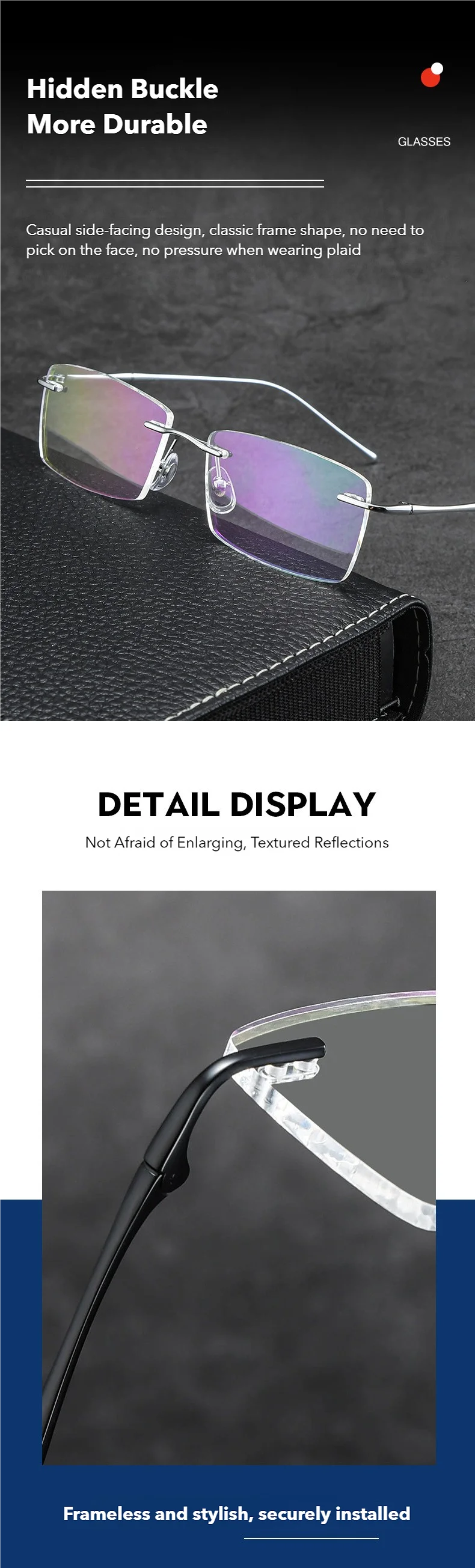 Titanium Reading Glasses - Lightweight Rimless Eyeglass Frames with Anti-Reflective Lenses - ZOOMNSTORE