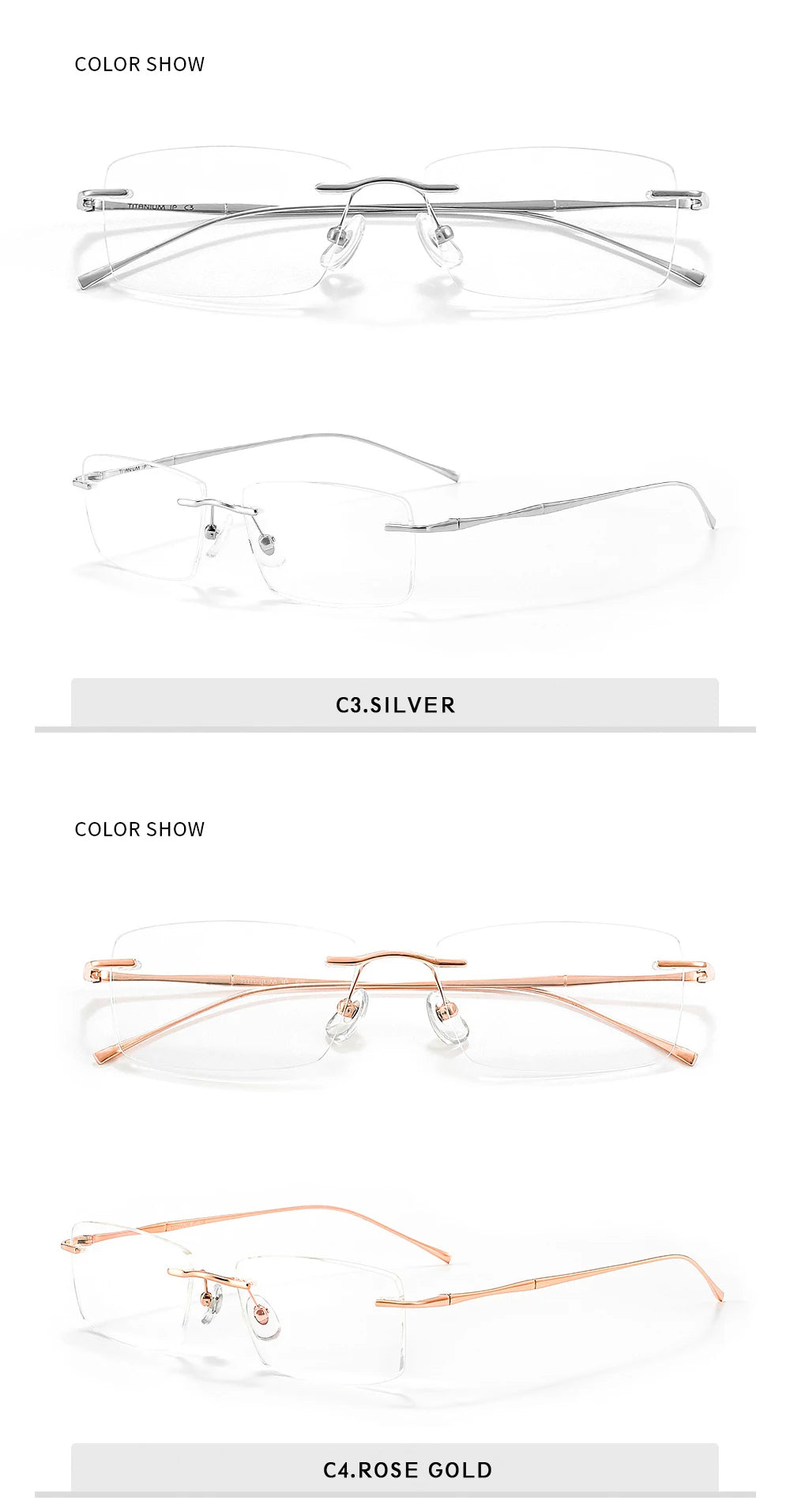 Titanium Reading Glasses - Lightweight Rimless Eyeglass Frames with Anti-Reflective Lenses - ZOOMNSTORE