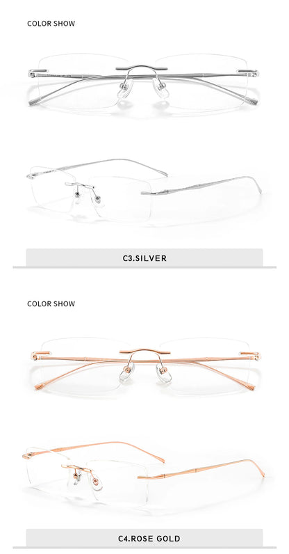 Titanium Reading Glasses - Lightweight Rimless Eyeglass Frames with Anti-Reflective Lenses - ZOOMNSTORE