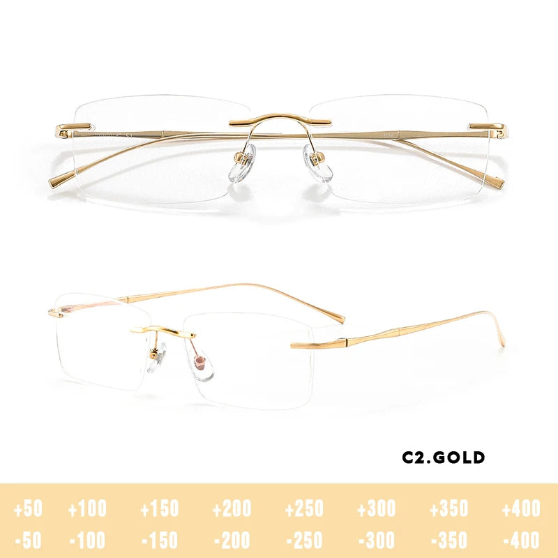 Titanium Reading Glasses - Lightweight Rimless Eyeglass Frames with Anti-Reflective Lenses - ZOOMNSTORE