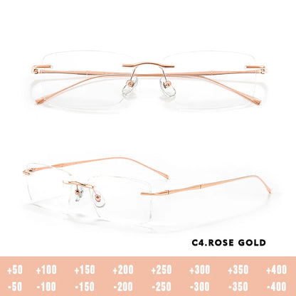 Titanium Reading Glasses - Lightweight Rimless Eyeglass Frames with Anti-Reflective Lenses - ZOOMNSTORE