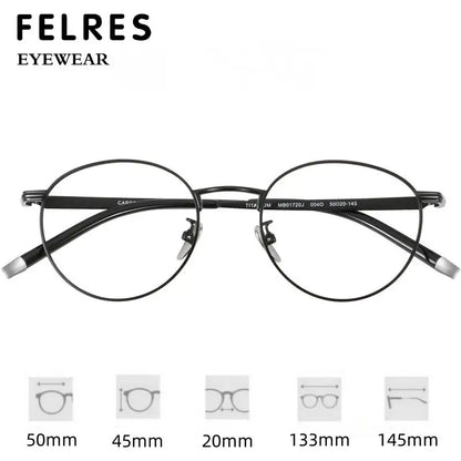 Titanium Reading Glasses - Lightweight Round Frame, Anti Blue Light, Single Focus Lenses - ZOOMNSTORE