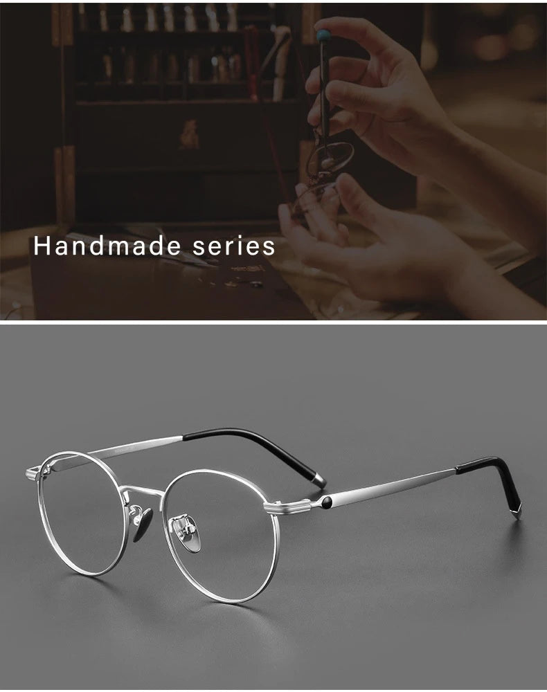 Titanium Reading Glasses - Lightweight Round Frame, Anti Blue Light, Single Focus Lenses - ZOOMNSTORE