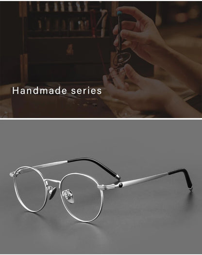 Titanium Reading Glasses - Lightweight Round Frame, Anti Blue Light, Single Focus Lenses - ZOOMNSTORE