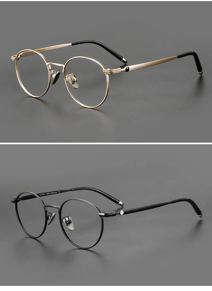 Titanium Reading Glasses - Lightweight Round Frame, Anti Blue Light, Single Focus Lenses - ZOOMNSTORE