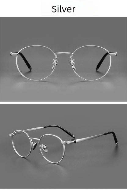Titanium Reading Glasses - Lightweight Round Frame, Anti Blue Light, Single Focus Lenses - ZOOMNSTORE