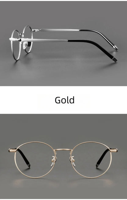 Titanium Reading Glasses - Lightweight Round Frame, Anti Blue Light, Single Focus Lenses - ZOOMNSTORE