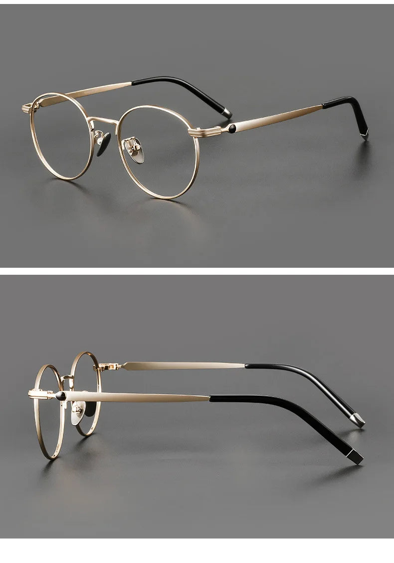 Titanium Reading Glasses - Lightweight Round Frame, Anti Blue Light, Single Focus Lenses - ZOOMNSTORE