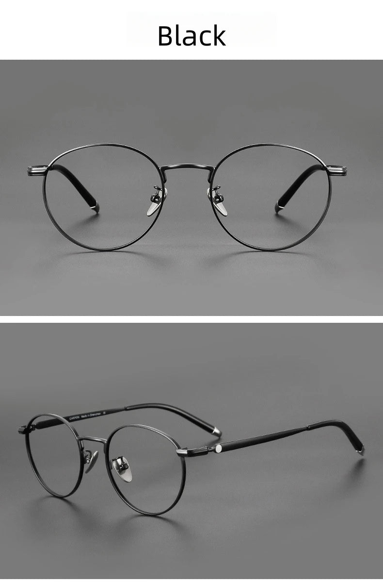 Titanium Reading Glasses - Lightweight Round Frame, Anti Blue Light, Single Focus Lenses - ZOOMNSTORE