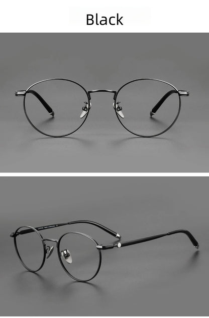 Titanium Reading Glasses - Lightweight Round Frame, Anti Blue Light, Single Focus Lenses - ZOOMNSTORE