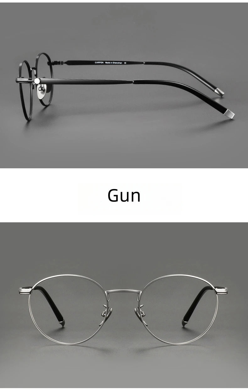 Titanium Reading Glasses - Lightweight Round Frame, Anti Blue Light, Single Focus Lenses - ZOOMNSTORE