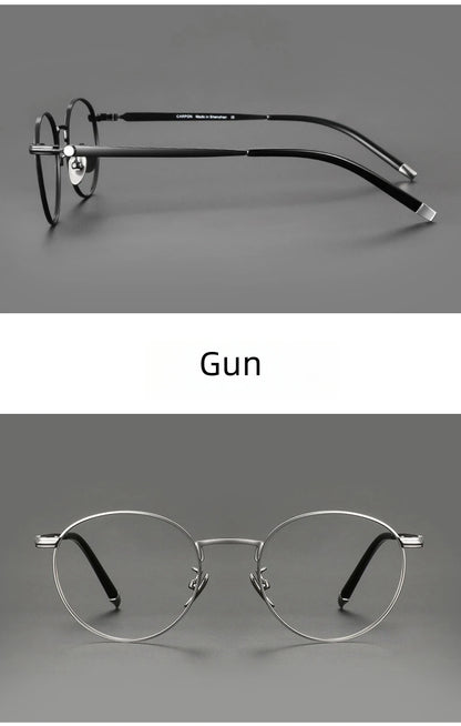 Titanium Reading Glasses - Lightweight Round Frame, Anti Blue Light, Single Focus Lenses - ZOOMNSTORE
