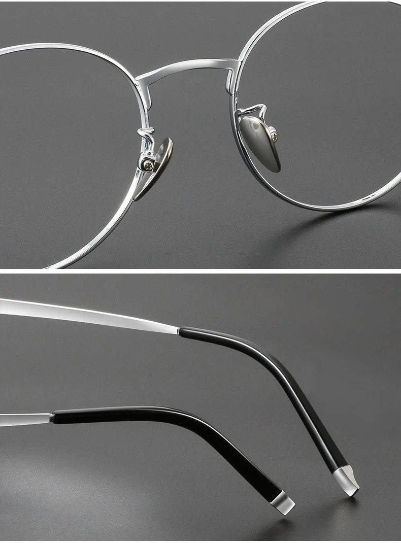 Titanium Reading Glasses - Lightweight Round Frame, Anti Blue Light, Single Focus Lenses - ZOOMNSTORE