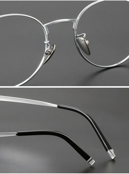 Titanium Reading Glasses - Lightweight Round Frame, Anti Blue Light, Single Focus Lenses - ZOOMNSTORE