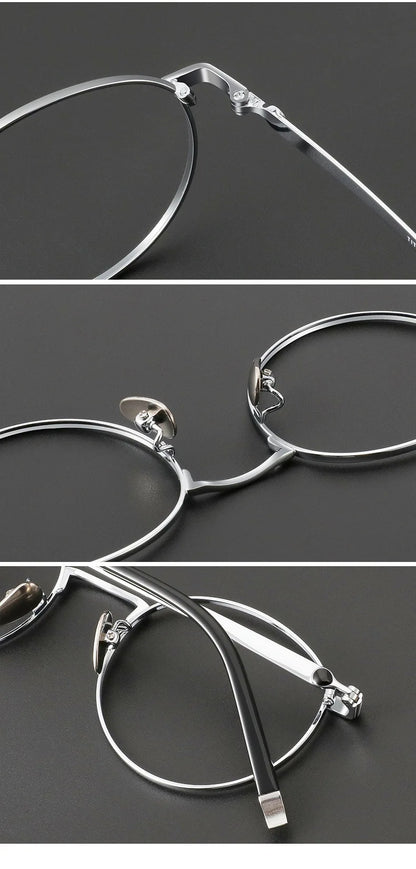 Titanium Reading Glasses - Lightweight Round Frame, Anti Blue Light, Single Focus Lenses - ZOOMNSTORE