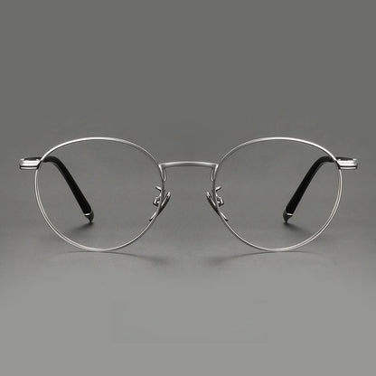 Titanium Reading Glasses - Lightweight Round Frame, Anti Blue Light, Single Focus Lenses - ZOOMNSTORE