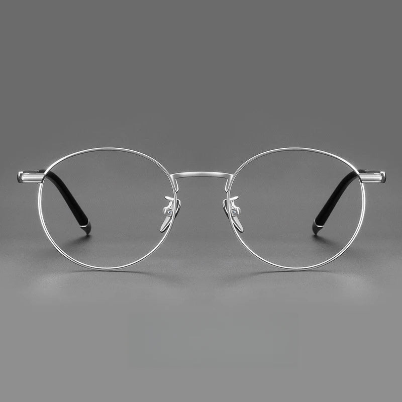 Titanium Reading Glasses - Lightweight Round Frame, Anti Blue Light, Single Focus Lenses - ZOOMNSTORE