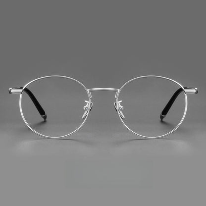 Titanium Reading Glasses - Lightweight Round Frame, Anti Blue Light, Single Focus Lenses - ZOOMNSTORE