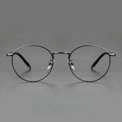 Titanium Reading Glasses - Lightweight Round Frame, Anti Blue Light, Single Focus Lenses - ZOOMNSTORE