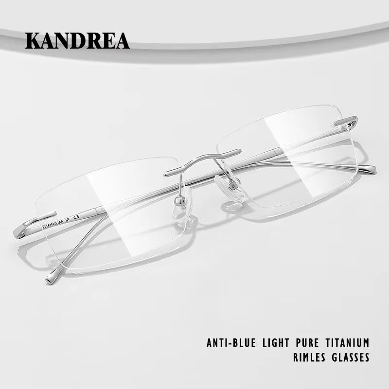 Titanium Reading Glasses - Ultra-Light Rimless Eyeglass Frames with Anti-Reflective Lenses - ZOOMNSTORE