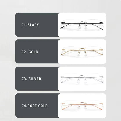 Titanium Reading Glasses - Ultra-Light Rimless Eyeglass Frames with Anti-Reflective Lenses - ZOOMNSTORE