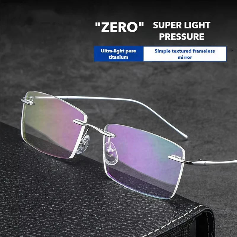 Titanium Reading Glasses - Ultra-Light Rimless Eyeglass Frames with Anti-Reflective Lenses - ZOOMNSTORE