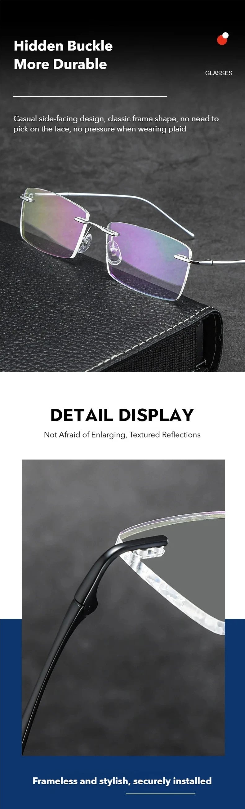 Titanium Reading Glasses - Ultra-Light Rimless Eyeglass Frames with Anti-Reflective Lenses - ZOOMNSTORE