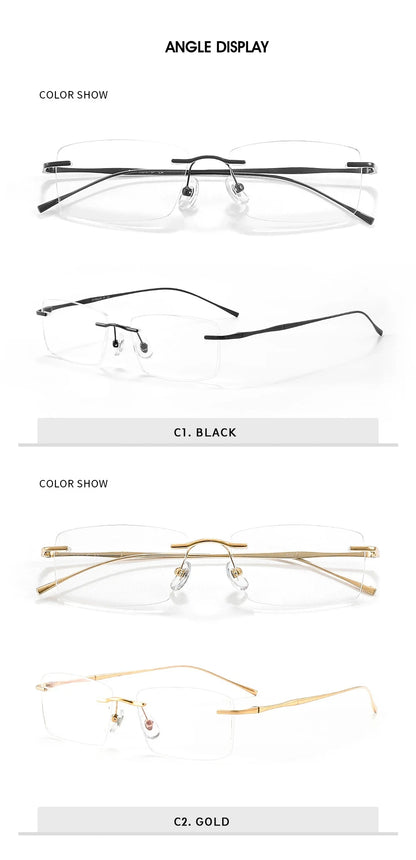 Titanium Reading Glasses - Ultra-Light Rimless Eyeglass Frames with Anti-Reflective Lenses - ZOOMNSTORE