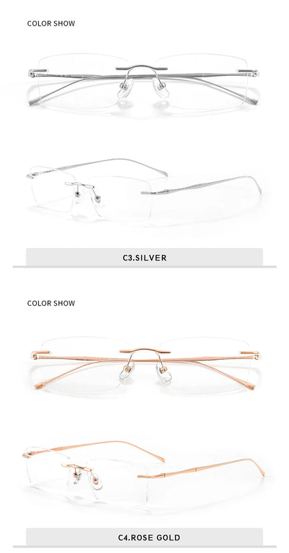 Titanium Reading Glasses - Ultra-Light Rimless Eyeglass Frames with Anti-Reflective Lenses - ZOOMNSTORE