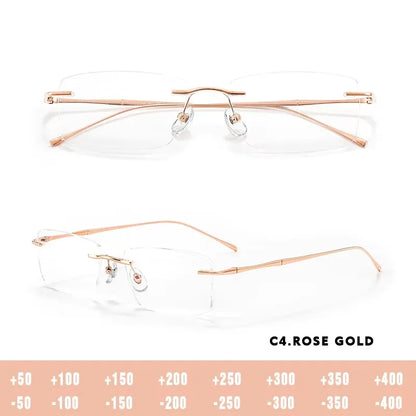 Titanium Reading Glasses - Ultra-Light Rimless Eyeglass Frames with Anti-Reflective Lenses - ZOOMNSTORE