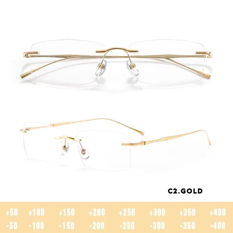 Titanium Reading Glasses - Ultra-Light Rimless Eyeglass Frames with Anti-Reflective Lenses - ZOOMNSTORE