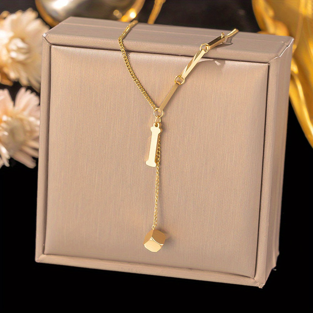 Titanium Steel Alphabet Necklace - Non-Fading Simple Square Pendant Chain - ZOOMNSTORE