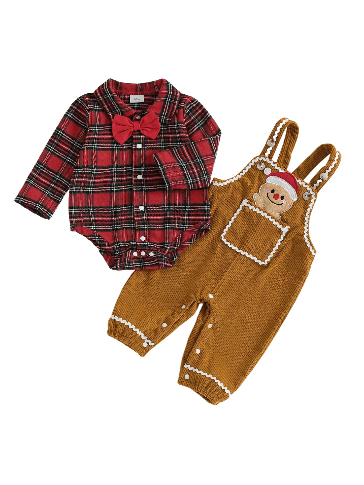 Toddler Boy Holiday Outfit - Red Plaid Shirt Set with Reindeer Embroidery for Christmas Party - ZOOMNSTORE