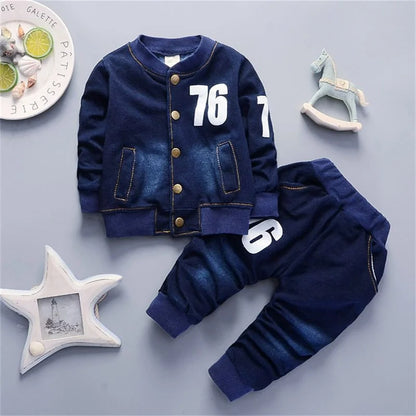 Toddler Boys Clothing Set – Cotton Printed Coat & Elastic Jeans Suit for Spring - ZOOMNSTORE