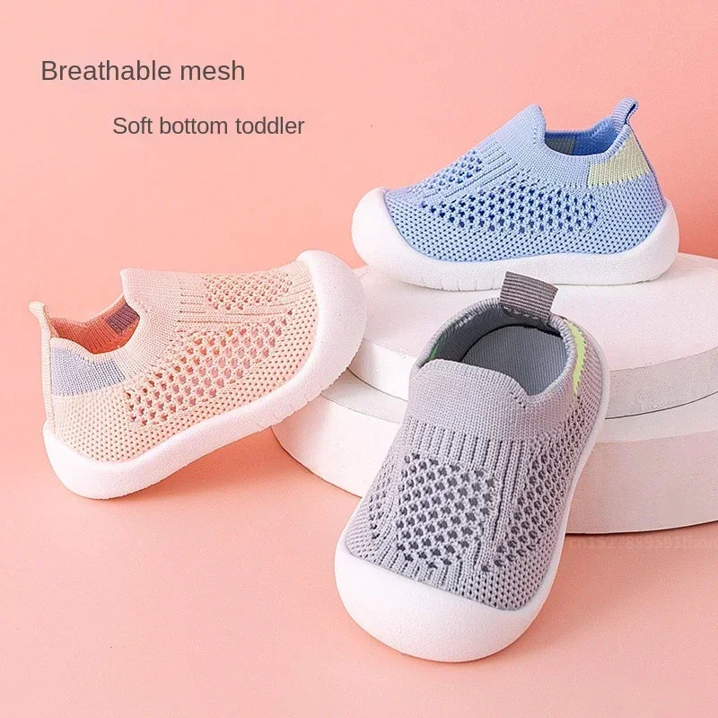 Breathable Knitted Toddler Sneakers - Boys  Girls Slip-On Casual Shoes - ZOOMNSTORE
