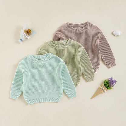 Toddler Cable Knit Sweater - Unisex Kids Pullover With Diamond Pattern Design - ZOOMNSTORE