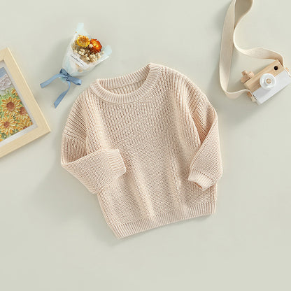 Toddler Crew Neck Sweaters - Soft Warm Knit Pullovers For Kids, Machine Washable - ZOOMNSTORE