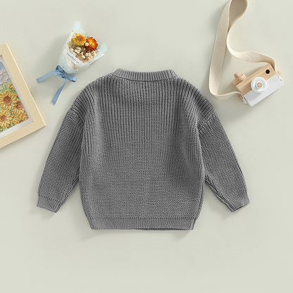 Toddler Crew Neck Sweaters - Soft Warm Knit Pullovers For Kids, Machine Washable - ZOOMNSTORE