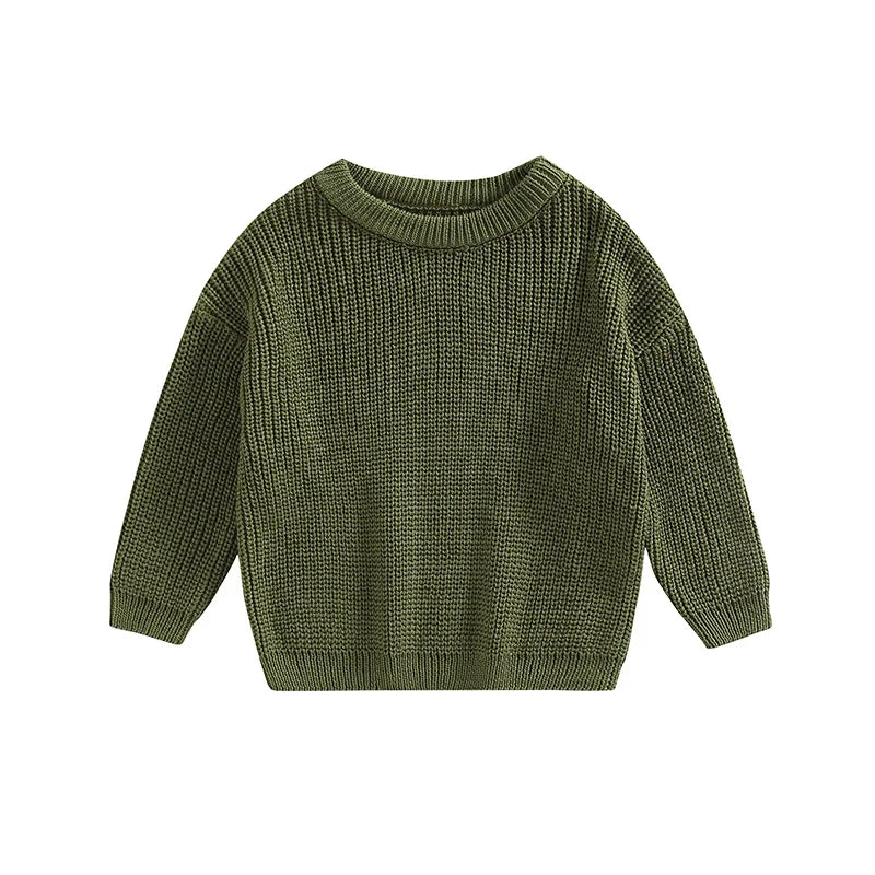 Toddler Crew Neck Sweaters - Soft Warm Knit Pullovers For Kids, Machine Washable - ZOOMNSTORE