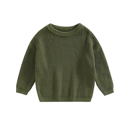 Toddler Crew Neck Sweaters - Soft Warm Knit Pullovers For Kids, Machine Washable - ZOOMNSTORE