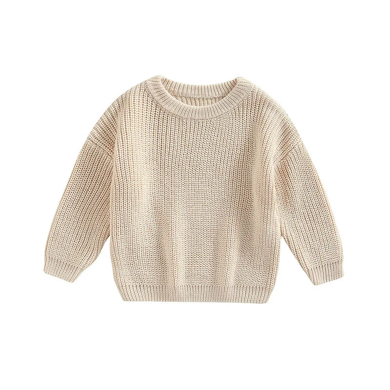 Toddler Crew Neck Sweaters - Soft Warm Knit Pullovers For Kids, Machine Washable - ZOOMNSTORE