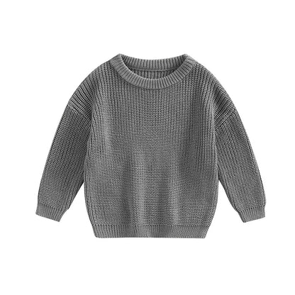 Toddler Crew Neck Sweaters - Soft Warm Knit Pullovers For Kids, Machine Washable - ZOOMNSTORE
