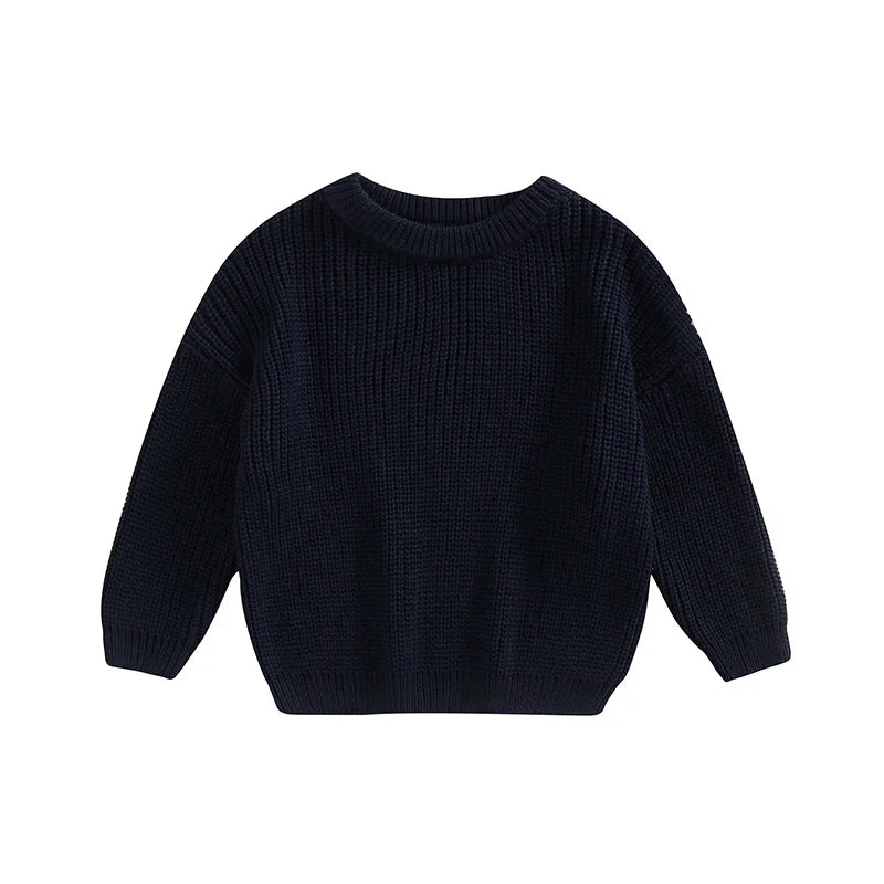 Toddler Crew Neck Sweaters - Soft Warm Knit Pullovers For Kids, Machine Washable - ZOOMNSTORE