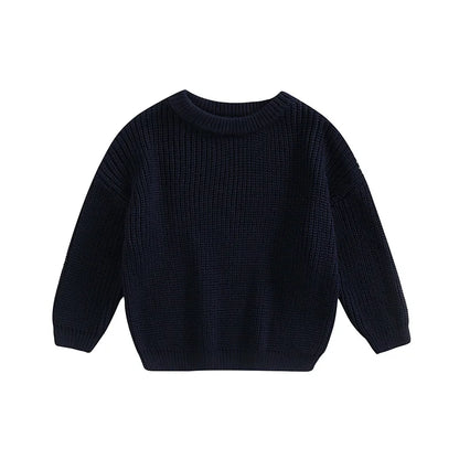 Toddler Crew Neck Sweaters - Soft Warm Knit Pullovers For Kids, Machine Washable - ZOOMNSTORE