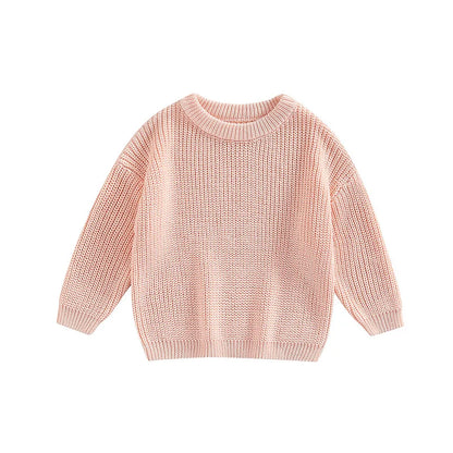 Toddler Crew Neck Sweaters - Soft Warm Knit Pullovers For Kids, Machine Washable - ZOOMNSTORE