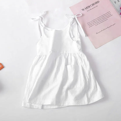 Toddler Girls Sleeveless Summer Dress - Solid Cotton Sundress - ZOOMNSTORE