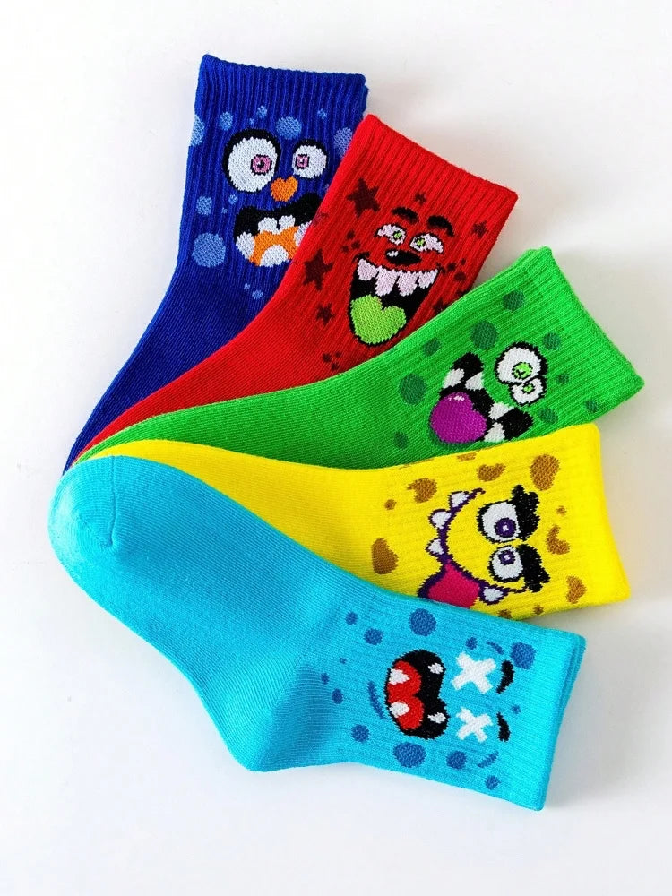 5 Pairs of Cute Toddler Socks for Boys and Girls in Spring, Summer, Autumn and Winter Soft and Breathable Four-Season Sports Socks - ZOOMNSTORE