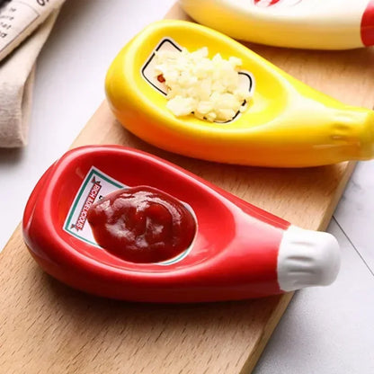 Tomato Shaped Ceramic Sauce Dish - Creative Salad Dressing Plate - ZOOMNSTORE