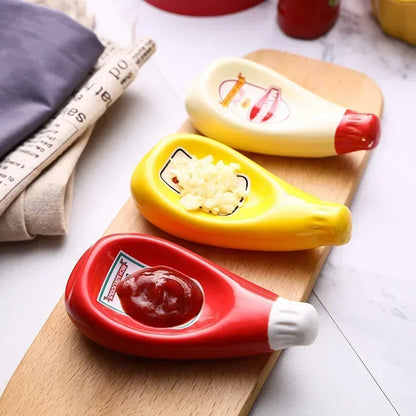 Tomato Shaped Ceramic Sauce Dish - Creative Salad Dressing Plate - ZOOMNSTORE