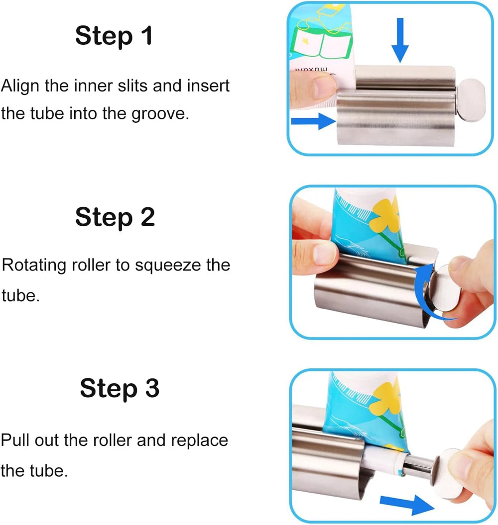 Stainless Steel Ointment Dispenser - Toothpaste Squeezer  Roller for Cosmetics - ZOOMNSTORE